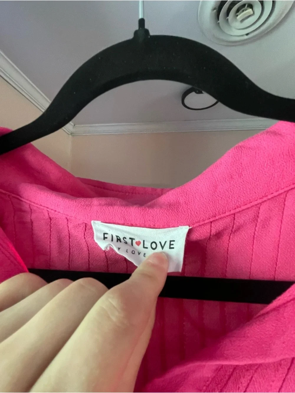 First Love Hot Pink Ribbed Button-Up Top - Picture 3 of 4